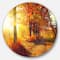 Designart - Autumnal Trees in Sunrays' Disc Large Landscape Metal Circle Wall Art